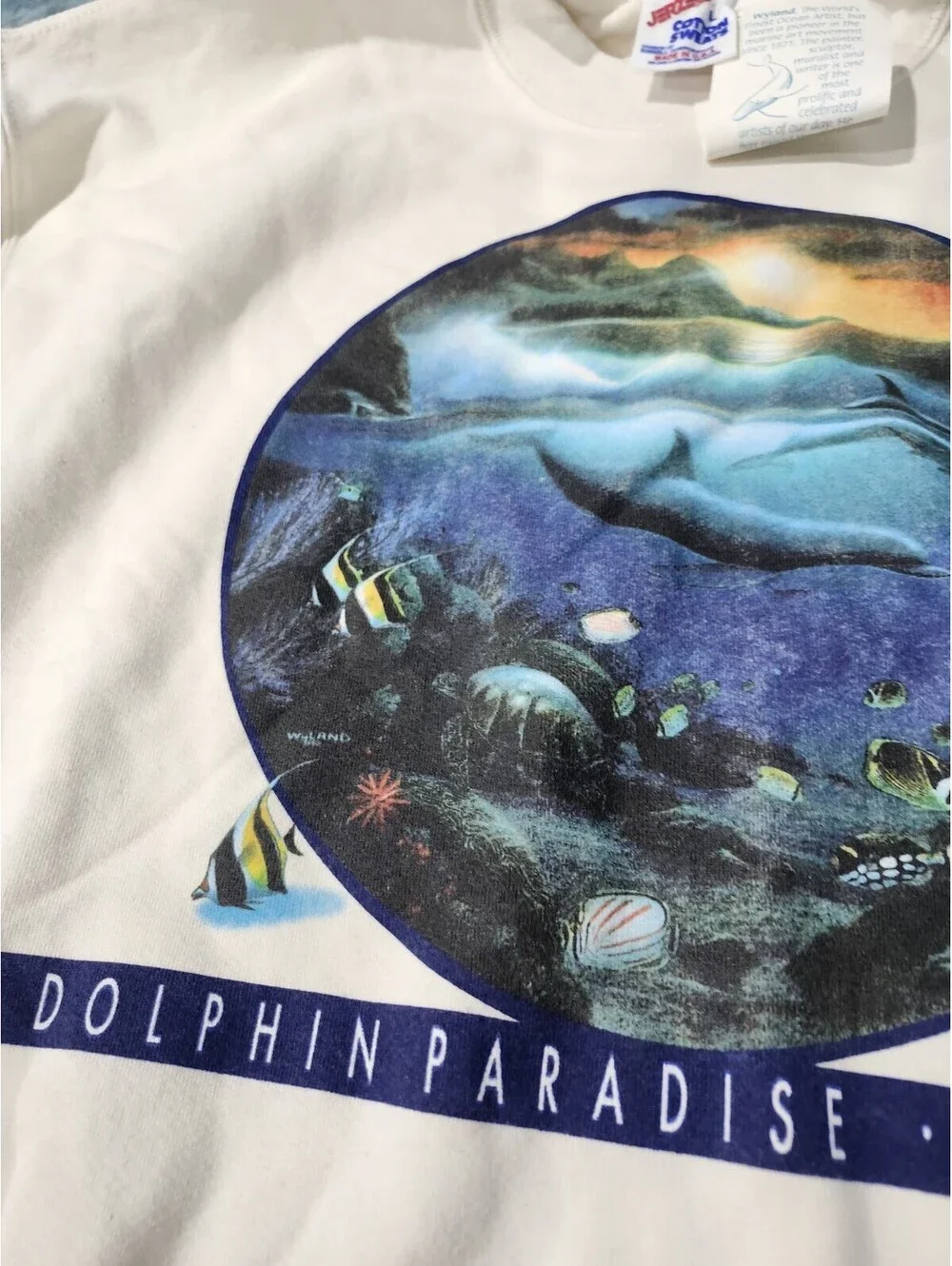 Vintage 90s Dolphin Paradise Wyland Sweatshirt Men's L Loungewear
